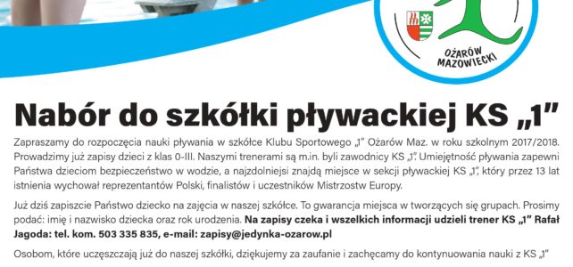 Trwają zapisy do szkółki pływackiej KS „1” Trwają zapisy do szkółki pływackiej KS „1”